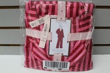 NEW Victoria  s Secret Satin Short Set Pajama Pj  s Pink Iconic Stripe Size S