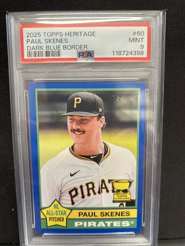 2025 Topps Heritage - Paul Skenes #60 Dark Blue Border PSA 9 MINT