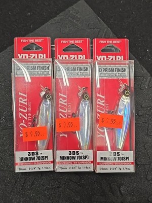 (3) Yo-Zuri 3DS Minnow 70 (SP) Jerkbait Fishing Lures Holographic Ghost Shad Lot