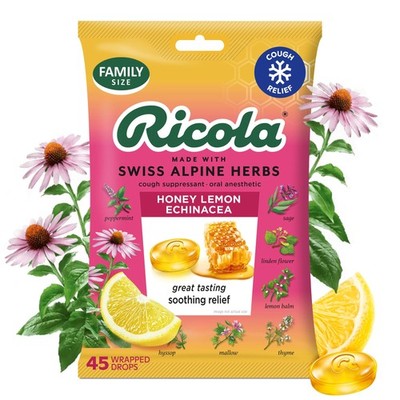 Ricola, Throat Drops Echinacea Honey Lemon, 45 Count 45, Yellow