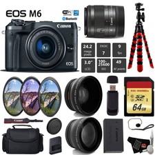 Canon EOS M6 Mirrorless Digital Camera EF-M 15-45mm is STM Lens  UV FLD CPL Fi