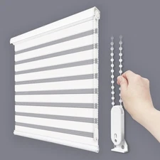 Foiresoft Zebra Roller Blinds 24x48 Inch White Dual Layer Light Filtering #R020