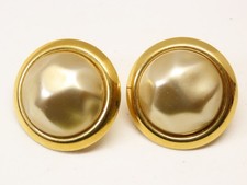 Napier Faux Pearl Earrings Pierced Gold Tone Vintage Signed D5499
