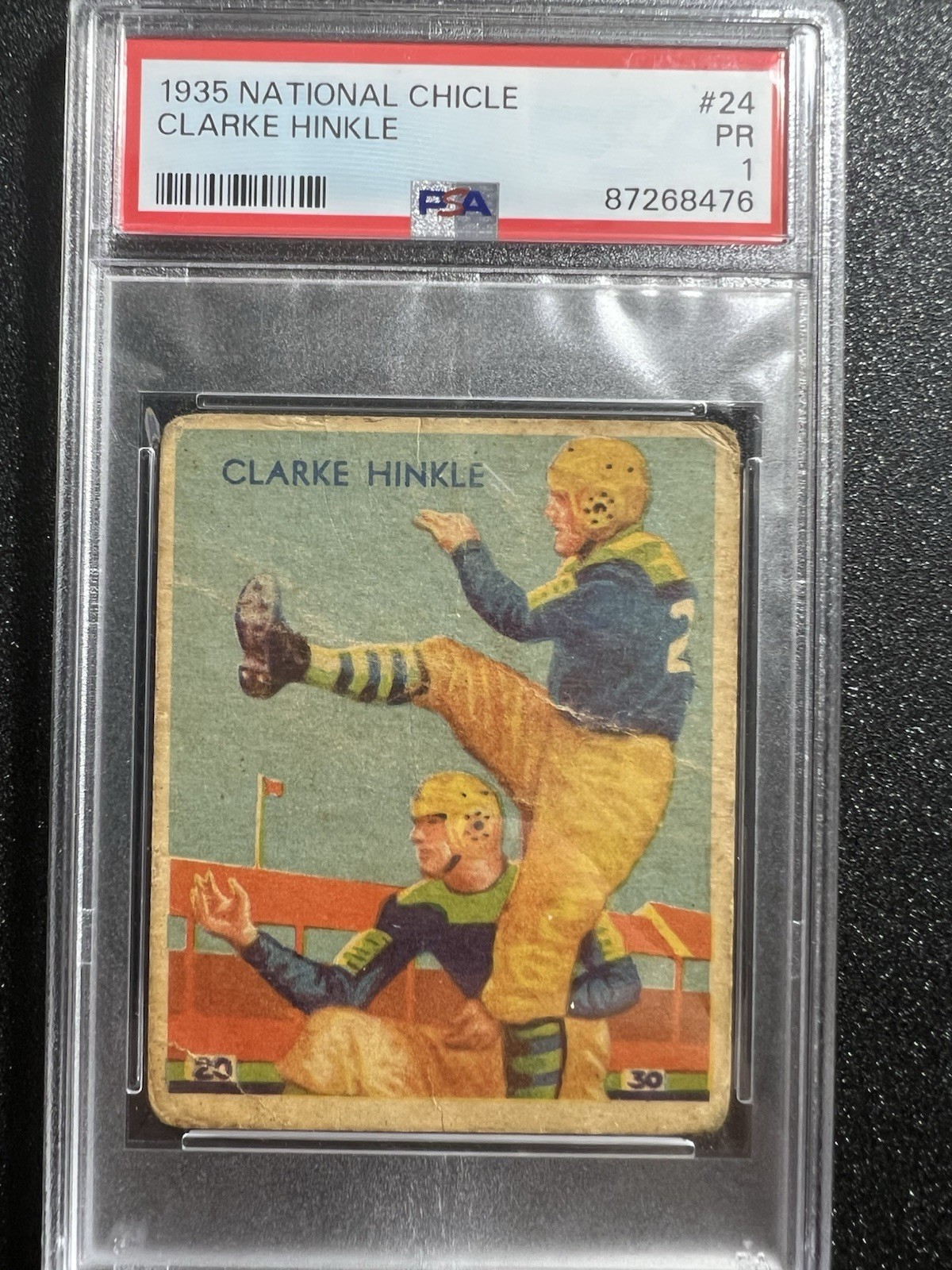 1935 NATIONAL CHICLE #24 CLARKE HINKLE PSA 1 Green Bay Packers