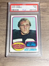 Jack Lambert 1976 Topps PSA 7 NM Graded Card Pittsburgh Steelers Rookie HOF #220. rookie card picture