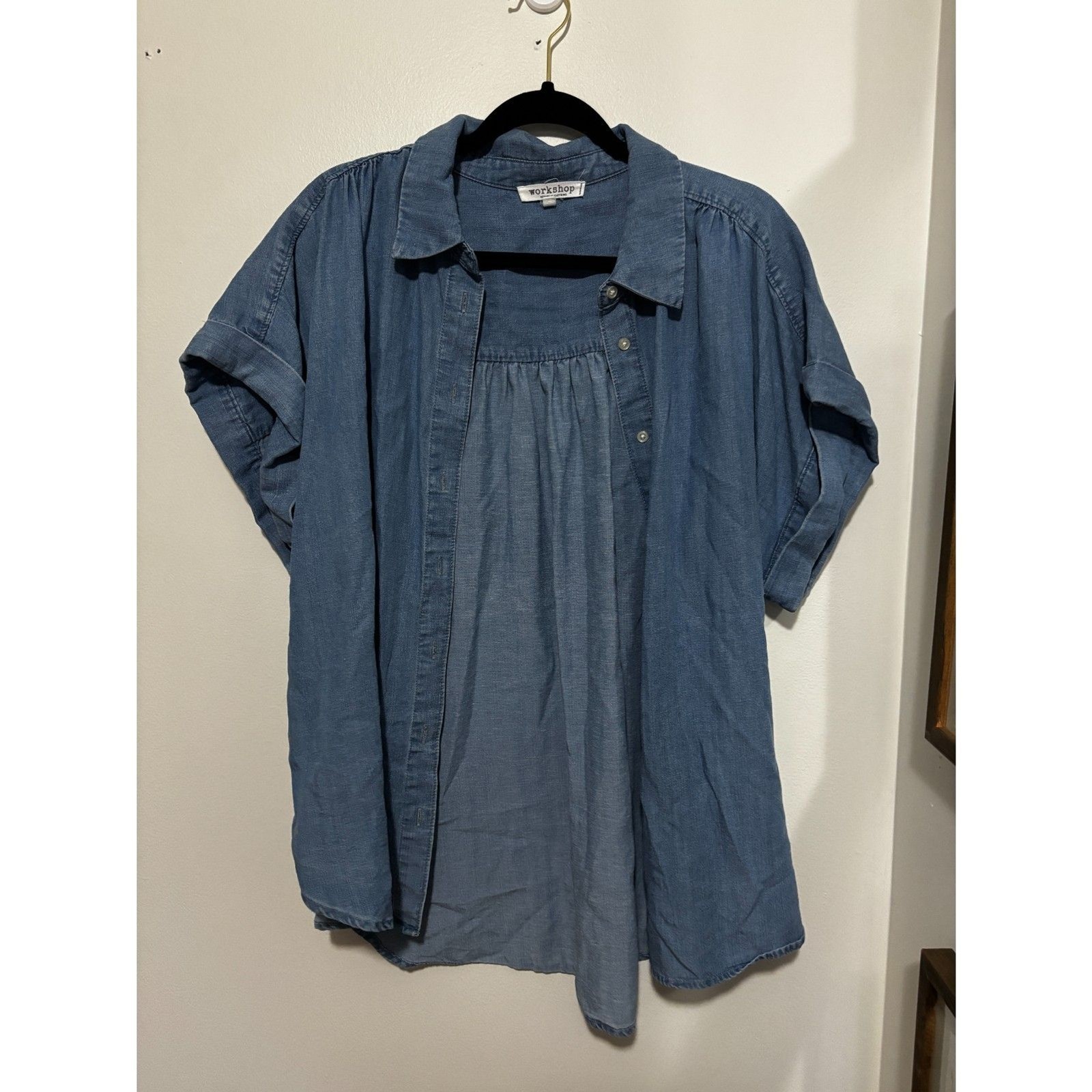 Workshop Republic Chambray Button Front Layered T… - image 1