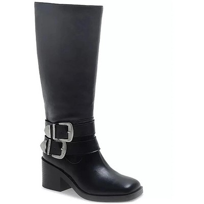 Wild Pair Buckk Schnalle Moto Stiefel Schwarz Glatt 6.5M Quadratische Zehe Msrp