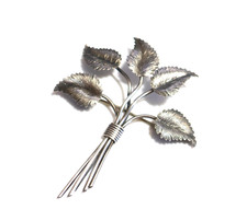 VINTAGE Charles Horner Sterling Silver Large Leaf Spray Bouquet Floral BROOCH 6g