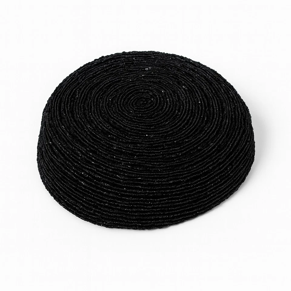 De Colección 1950 Bessie B Personalizado Negro Cuentas Cóctel Sombrero Fascinador Julieta Gorra  Foto 2 de 4