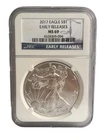 2017 American Silver Eagle $1 Dollar Coin One Troy Ounce 0.999 Fine ER NGC MS69