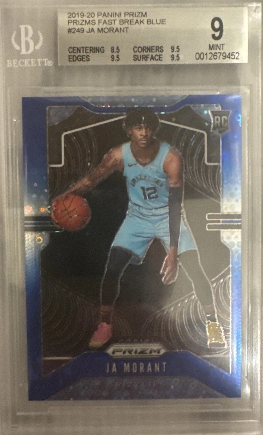 2019-20 Panini Prizm - Rookie Ja Morant #249 Blue Fast Break Prizm /175 (RC)