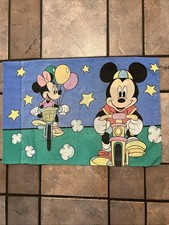 Vtg DISNEY MICKEY MINNIE MOUSE Riding Bicycles Standard Size Pillowcase