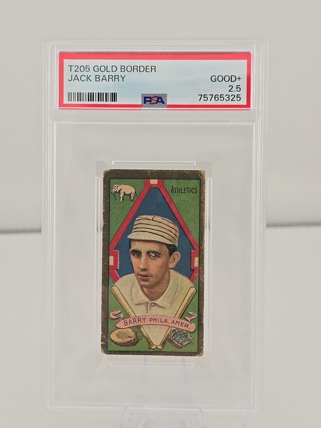 1911 T205 Jack Barry Athletics PSA 2.5 Honest Long Cut Back