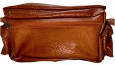Brown Faux Leather Camera Bag W Strap Padded DSLR Mirrorless 14  x6  x7  