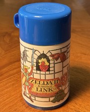 Vintage Nintendo Super Mario 2 & Zelda II Adventure Of Link Plastic Blue Thermos