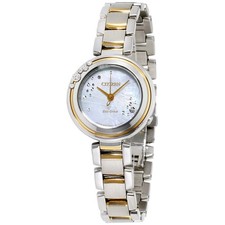 NEW CITIZEN ECO DRIVE WOMEN'S MOTHER OF PEARL CARINA DIAMOND WATCH EM0464-59D