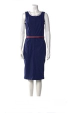 D&G Dolce & Gabbana Blue Sleeveless Bodycon Dress w/ Striped Waistband sz 38