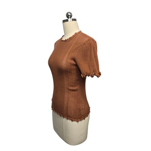 Ulla Johnson Sweater Womens Petite P Brown Neri Top Knit Ruffle Lettuce Hem image 10