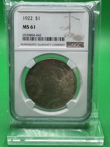 1922 $1 Peace Silver Dollar NGC MS61