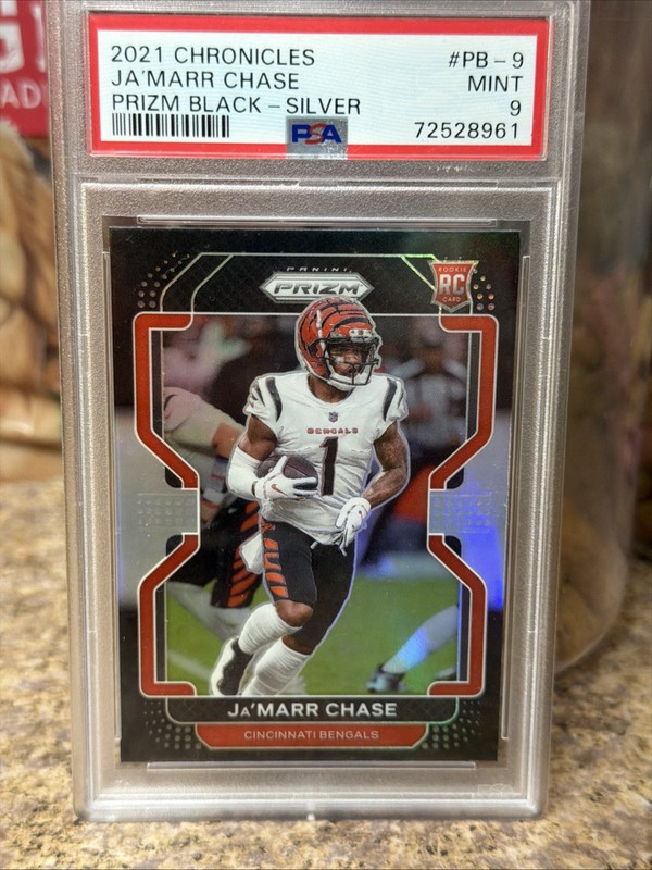 2021 Panini Chronicles - Prizm Black Ja'Marr Chase #PB-9 Silver Prizm (RC)