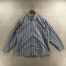 Eddie Bauer Classic Fit Button Down Shirt Mens 2XL Blue Plaid Long Sleeve Casual