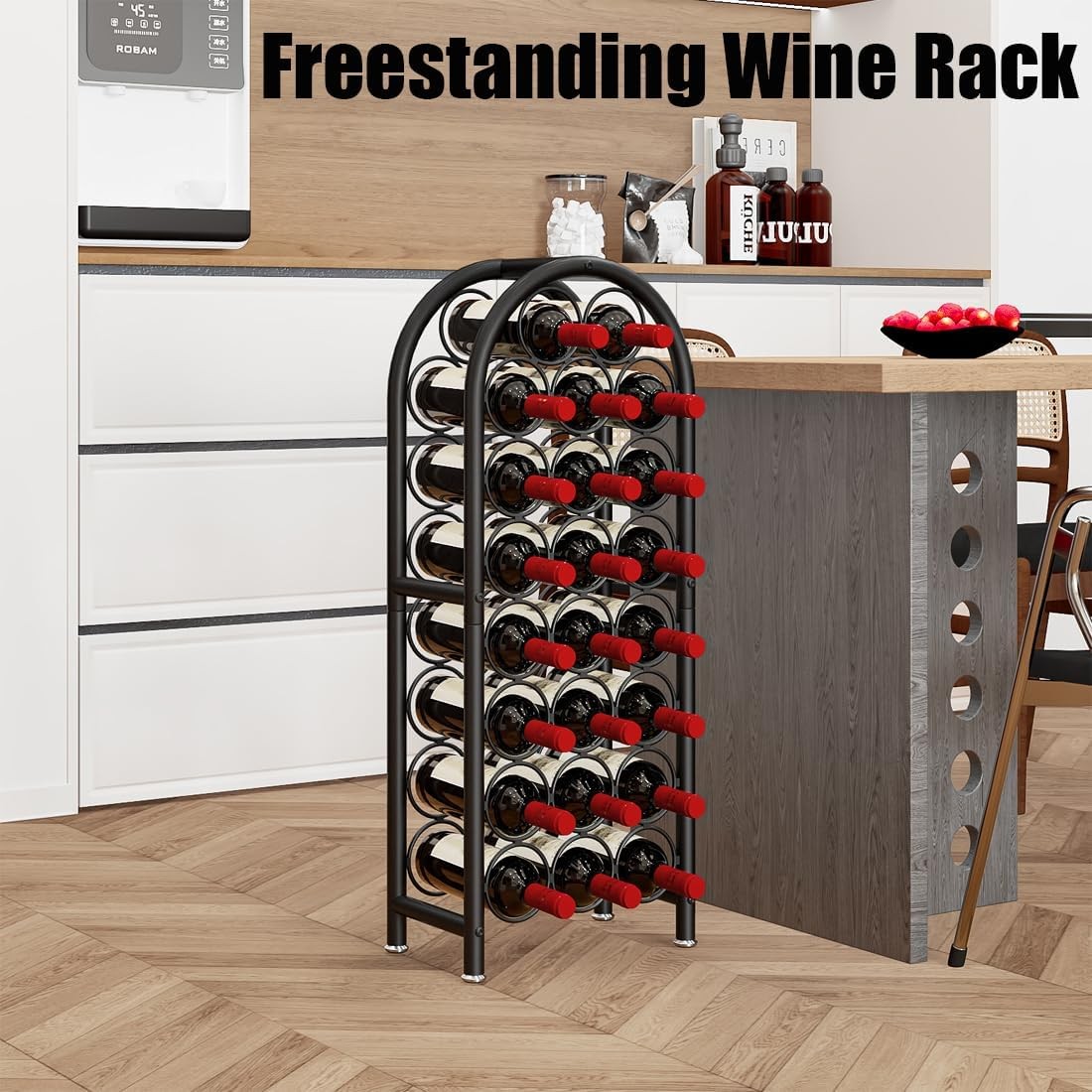 Wine Rack Freestanding Floor Metal Holders Stands Organizer Storage 23 Bottle...