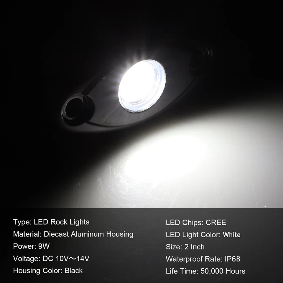 96 cápsulas para camión todoterreno Jeep ATV UTV barco debajo de la carrocería luces LED de roca blancas Foto 3 de 4