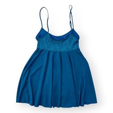 Victoria  s Secret Vintage 90s Y2K Blue Lace Babydoll Slip Dress Chemise Size P