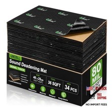 34pcs 80mil 36sqft Sound Deadener Heat Insulation Mat Butyl Pad 36 sqft Black