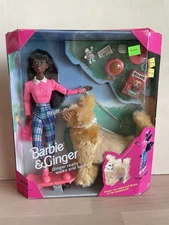 1997 Barbie Doll And Ginger Pet Dog Really Walks & Barks #17369 NRFB