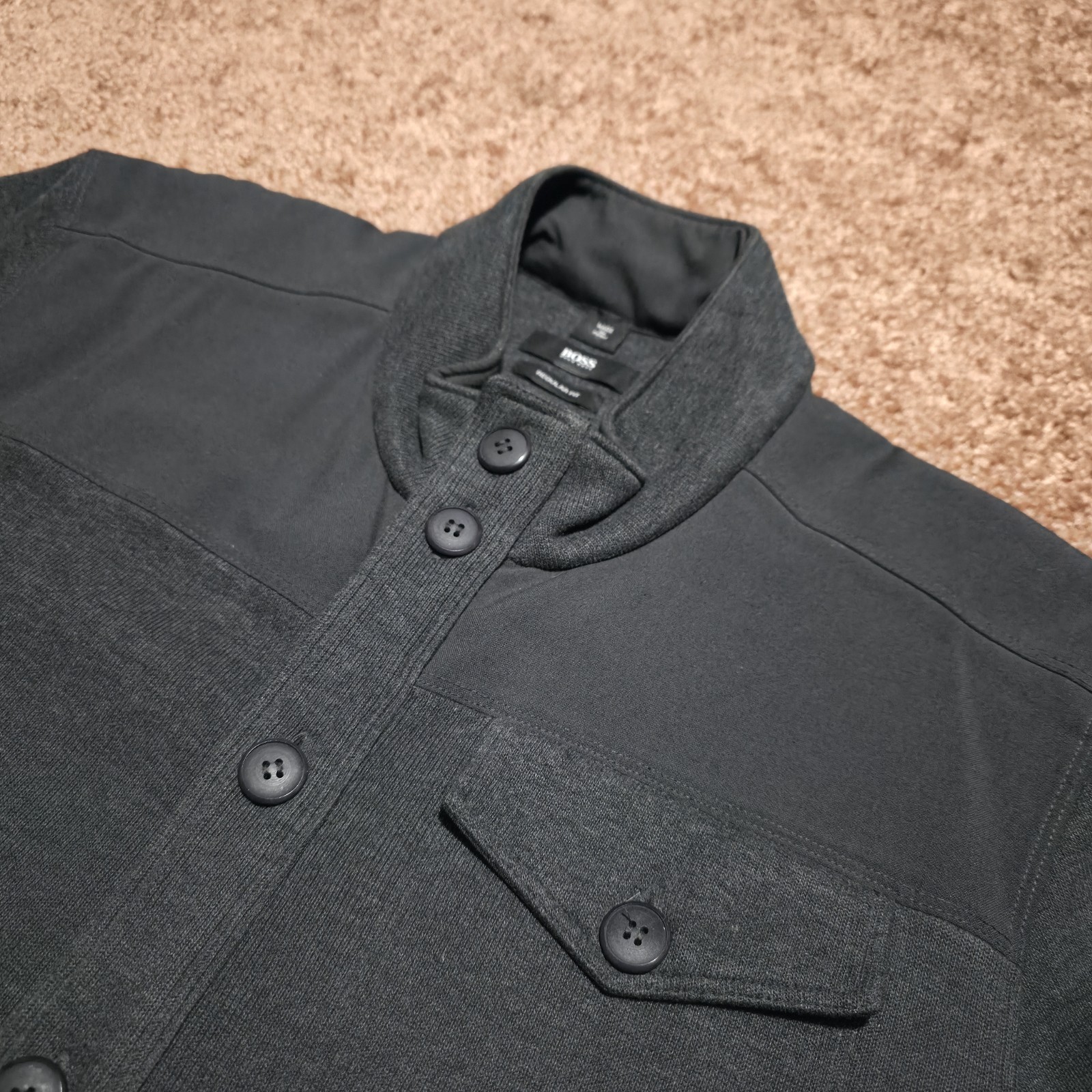 Hugo Boss Button Zip Lux Jacket Gray Long Sleeve Men's Size XL Cotton Blend thumbnail 2