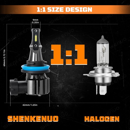 2x H11 LED Headlights for Silverado 1500 2014-2023 6000K White - Picture 9 of 9