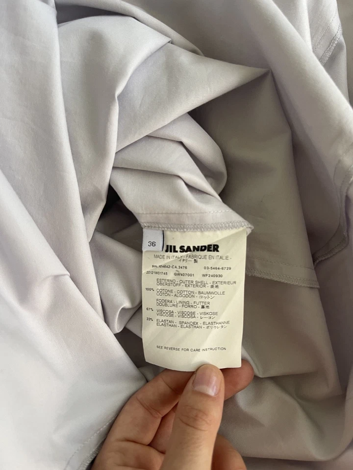 90s JIL SANDER COTTON MIDI DRESS OFF CENTER PLEATS SLEEVELESS SIZE 4 - Image 4 of 4