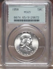 1958 FRANKLIN HALF DOLLAR PCGS MS65 129672 - OLD HOLDER