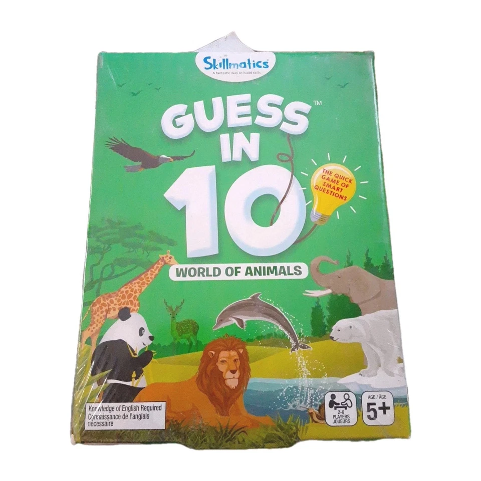 Skillmatics Guess In 10 Kartenspiel World Of Animals 5+ Neu Versiegelt Versand aus USA