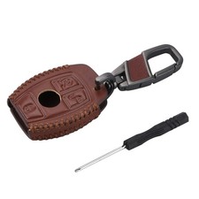 For Mercedes Benz E 3-Buttons Car Remote Key Fob Case Holder Cover Chain p