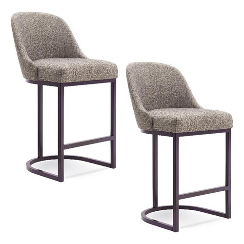Leick Favorite Finds Barrel Back Metal Counter Stool Set in Gray/Espresso - Picture 2 of 23