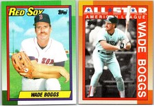 Wade Boggs Lot x 2 1990 Topps Base & All-Star Cards Boston Red Sox