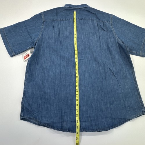 Wrangler Denim Shirt Mens XL Short Sleeve Button Up Blue Stretch Comfort NEW - Picture 8 of 12