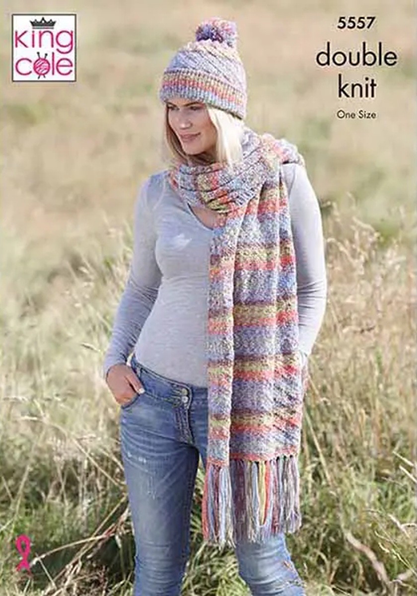 KING COLE KNITTING LEAFLET 5557. DOUBLE KNITTING SHAWLS & HATS. - Image 3