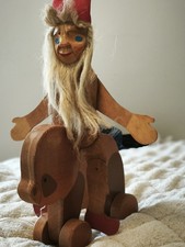 Hampelmann Zwerg Decor Spielzeug Mertens Kunst Nachziehbär Altes Holzspielzeug