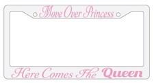 Move Over Princess Design 2a White Plastic License Plate Frame Auto Move Over Princess Design 2a White Plastic License Plate Frame Auto