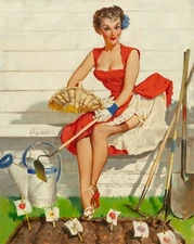 GIL ELVGREN Pin-Up Art Poster or Canvas Print "Worth Cultivating (A Nice Crop)"