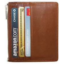 Genuine Leather Slim Front Pocket Credit Card Case Super Thin Soft Mini Wallet