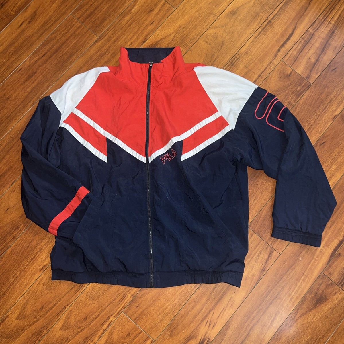 Vintage 90s Fila Windbreaker Jacket Men's Size 42 Colorblock Full