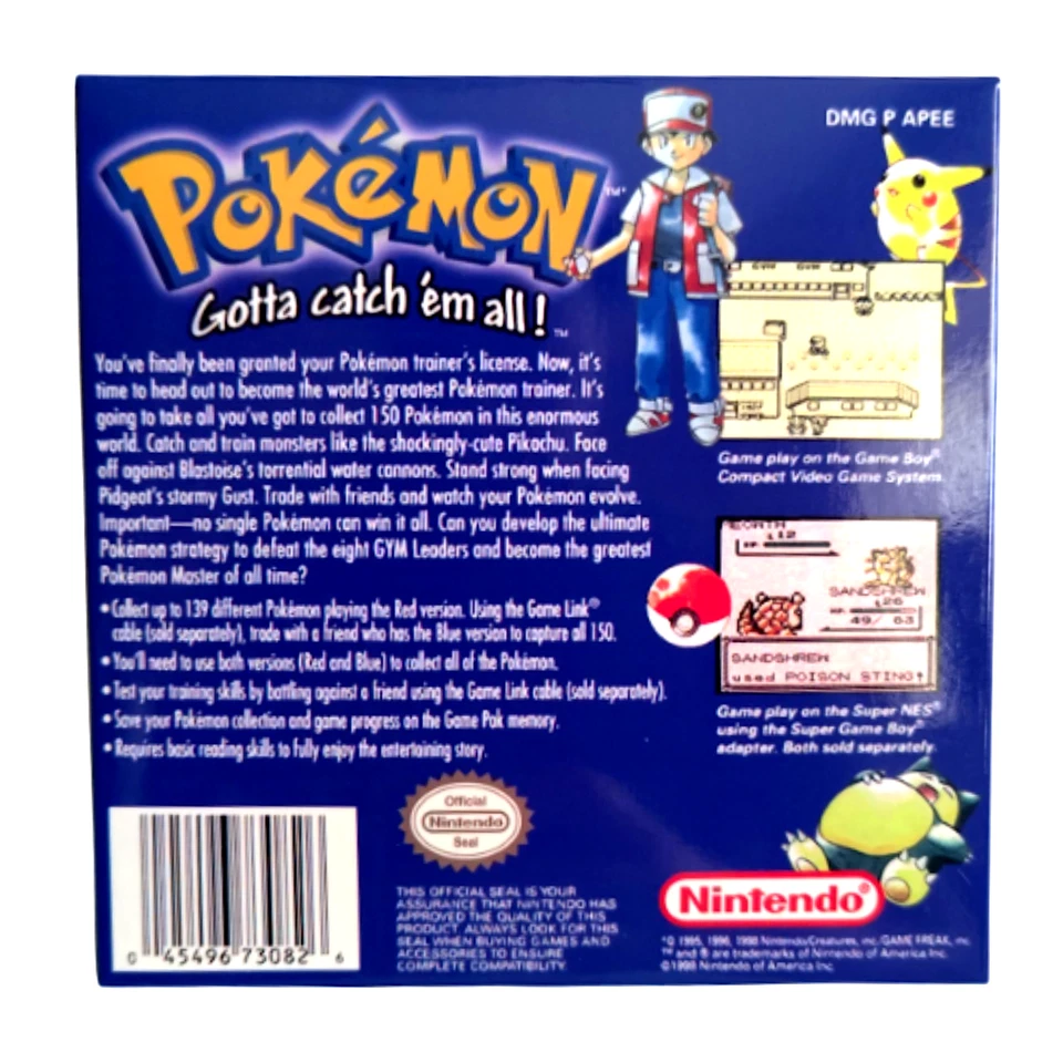 Pokémon Blue Version Game Boy Premium Replacement Box + Insert + Protector - Image 2 of 4