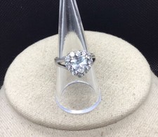 Vintage Sterling Silver 925 Cz Heart Ring Sz 7.75 S571