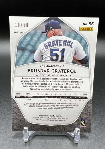 2020 Panini Prizm BRUSDAR GRATEROL ROOKIE RC Silver Wave SP 10/60 #56 Dodgers - Picture 2 of 2