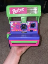 Vintage Barbie Polaroid Instant One Step 600 Camera With Strap Untested AS IS