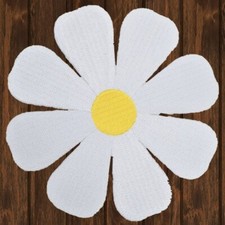 Large Yellow  White Daisy Embroidered Patch   Iron On